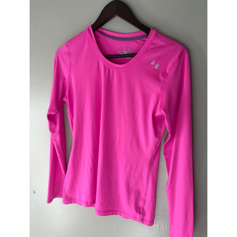 Under Armour HeatGear Womens Medium Pink Long Sleeve Fitted Athletic Shirt